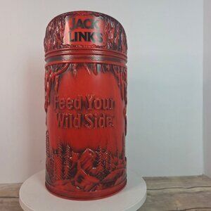 Jack Link's Beef Jerky Sasquatch Feed Your Wild Side Red Plastic Display Caniste